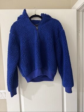 Victoria's Secret Royal Blue Sherpa Half-Zip Hoodie